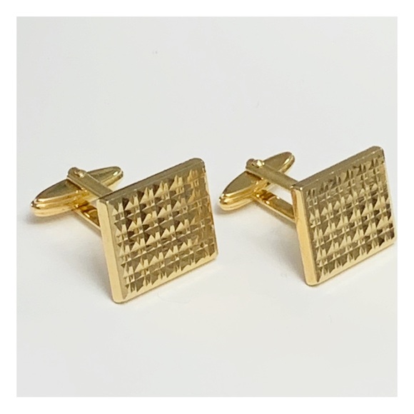 vintage MCM mid century modern rectangular cut gold tone cufflinks - Picture 9 of 11